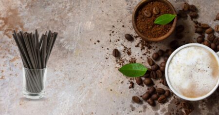 Coffee grounds straws